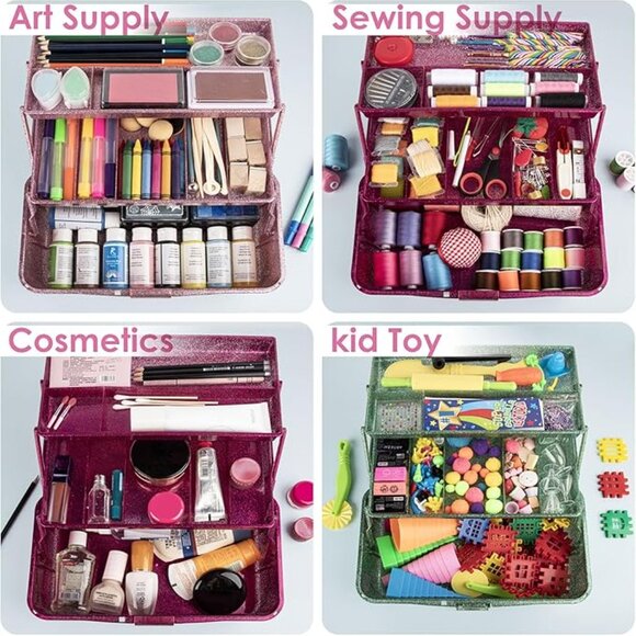 NWT Craft Gear Silver Glitter Storage Caddy Case - Picture 3 of 10